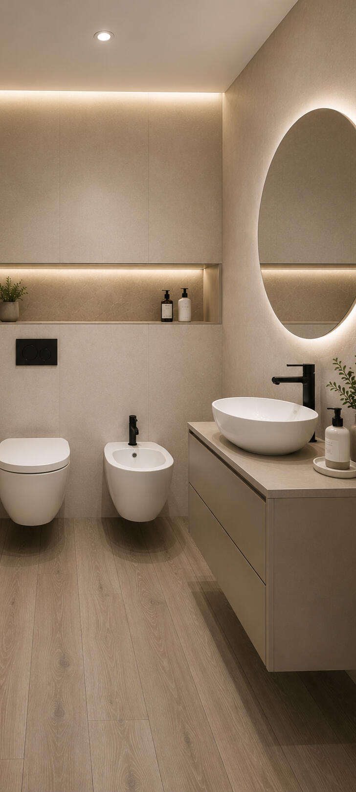 Erika Franzoni Interior Designer Brescia – Quiet Luxury Ebook Render di un soggiorno elegante e su misura, progettato con materiali naturali e colori neutri, stile Quiet Luxury.